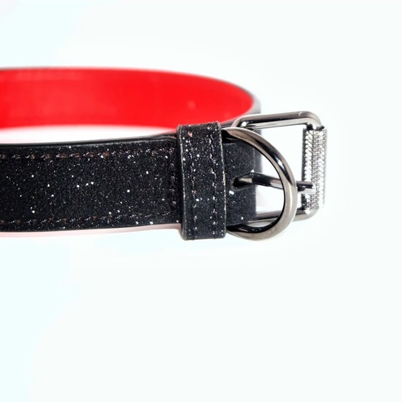 Christian Louboutin ''Loubicollar'' Glitter Calfskin Dog Collar - Picture 4 of 9